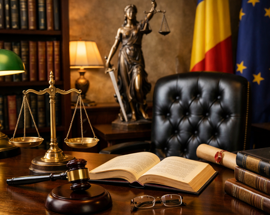 Concept vizual premium pentru site avocat în Pitești, cu prezentare sobră și structură clară pentru cabinet juridic