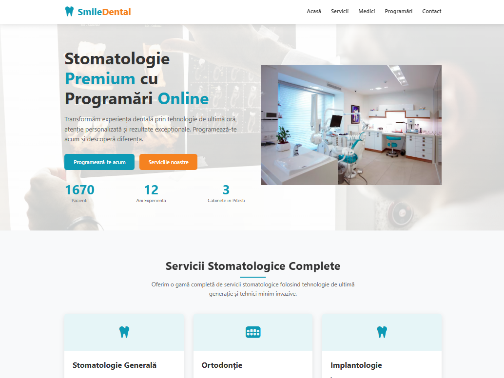 Smile Dental Clinic - site nou redesign VisionFlow